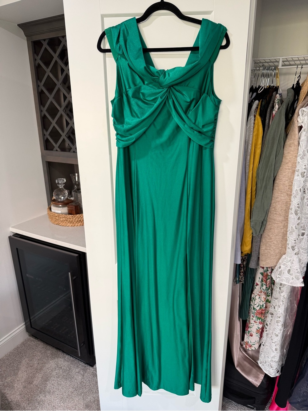 Calvin Klein Emerald Green Knot-Detail Maxi Dress